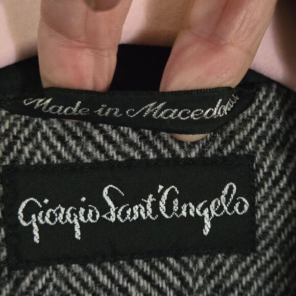 Giorgio Sant Angelo Vintage Dark Academia Herringbone Wool Blazer Size 12 - Picture 3 of 6